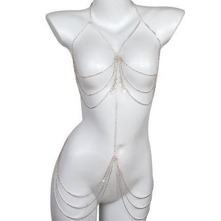 2025 Full Diamond Geometric Butterfly Tassel Body Chain for Women, Diamond-Studded Chain, Sexy Bikini Chest Chain, Sexy Trendy