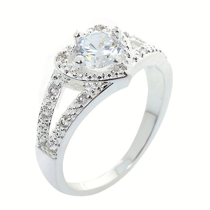 Heart-shaped ring TEMU AliExpress foreign trade best selling love female ring European and American zircon heart-shaped diamond ring manufacturers wholesale