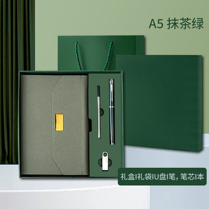 Engravable Triplex Notebook Customized Logo Business Notebook Office Horizontal Line Gift Box suit Notepad
