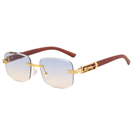 New Retro Cut-edge Rimless Men's Glasses Square Cross-border Women's Fashion Wear Street Photoshoot Sunglasses 8038