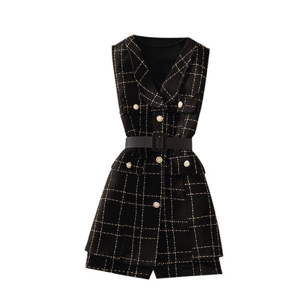 Small Wind Fragrant Vest suit Women's 2025 New Slimming Professional Temperament Goddess Style Fashion Shorts Three or Two Piece Set