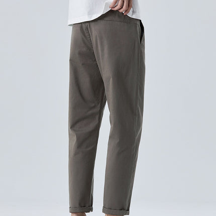 Summer Thin Pure Cotton Casual Pants for Men, Slim Straight-Leg High-End Slim-Fit Cropped Pants, Stretchy and Trendy for Boys
