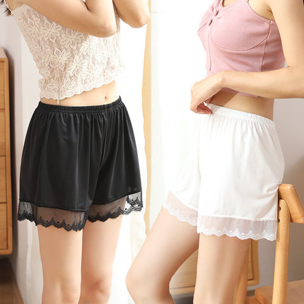 Summer new anti-light lace ice silk safety pants wholesale thin breathable solid color leggings three-point panties