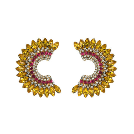 Europe and the United States cross-border geometric semicircular alloy diamond earrings women's fashion new earrings high sense wholesale in stock