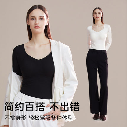 8869 Plus Size Warm Autumn and Winter New Style Seamless Bottoming Shirt Women's Slimming Look Top with Chest Pad Thickeneded Long-Sleeved Intimates