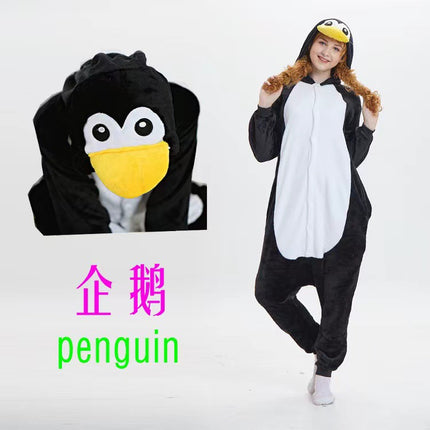 Animal cartoon conjoined pajamas Chai dog red dinosaur flannel penguin factory conjoined home clothes cross-border self-sale