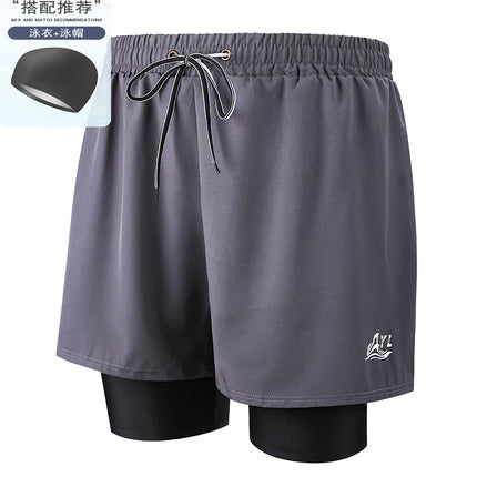 Anti-Embarrassment Men's Swimming Trunks Set Sun Protection Boys Swimming Equipment Swimming Trunks Loose Large Size Beach Trunks Swimming Trunks