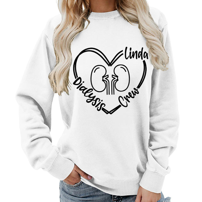 Foreign trade supply dialysis love printing round neck women's coat sweater foreign trade supply autumn and winter coat leisure