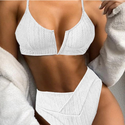 2024 New European and American Bikini Women's Swimsuit High Waist Sexy Swimwear Fashionable Separates Swimsuit Special Material Fabric