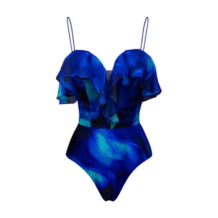 2024 European and American Swimwear New Ruffled Atmosphere Suit Beach Holiday suit Women's Cross-border Explosions