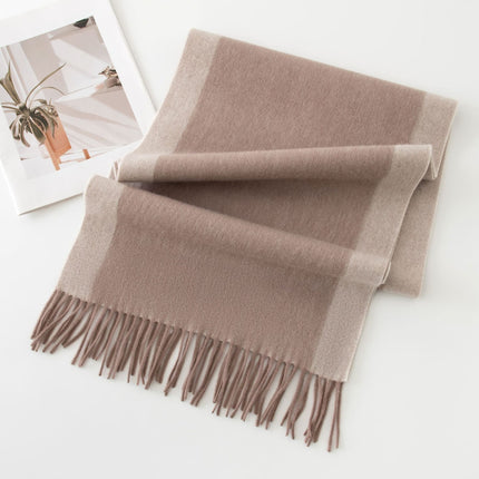 100% Wool Satin Double Face Towel Women Elegant Wool Scarf Simple All-match Warm Cold-proof Shawl