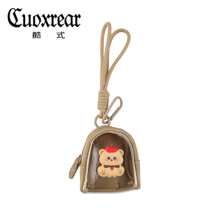 Original Cute Patch Transparent Coin Purse Headset Mini Storage Bag Keychain Going Out Small Schoolbag Pendant