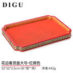 Lace viewing plate large size - red silk color