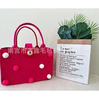 Rose red fur ball;30*20*18;handbag