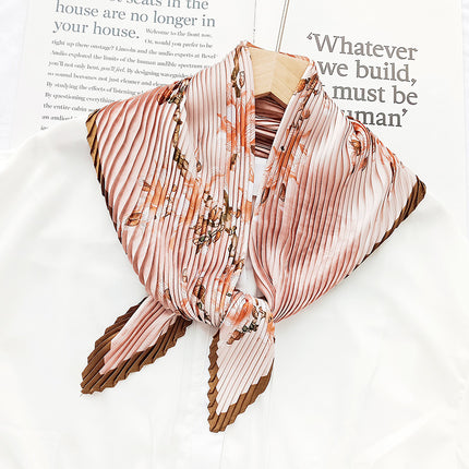 New wrinkled small square scarf female Korean imitation silk printed wrinkled small scarf Joker scarf decorative scarf wholesale
