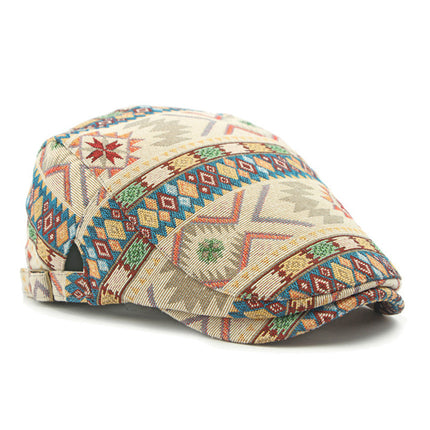 Hat Women British Retro Beret Ethnic Style Distinctive Totem Jacquard Cap Fashion Casual Forward Cap Men