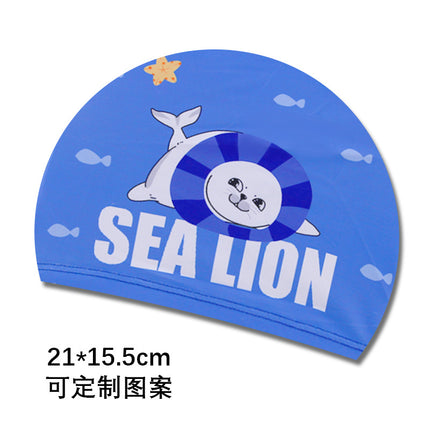 Cartoon Children's Swimming Cap Printed Cute Fashionable Cloth Cap for Boys and Girls Comfortable Non-Stretching Swimming Cap Cloth Cap Quick-Drying