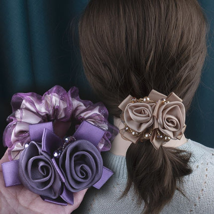 Hair Accessories Juanyuan Yarn Flower Large Intestine Hair Ring High-grade Sense Mother's Coil Hair Ball Head Flower Simple Hair Rope High Elastic Hair Rope
