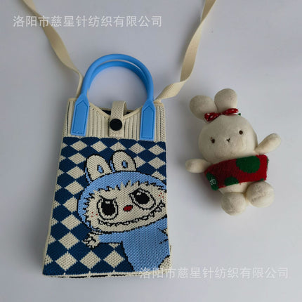 Girl's Heart-Shaped Knitted Crossbody Bag