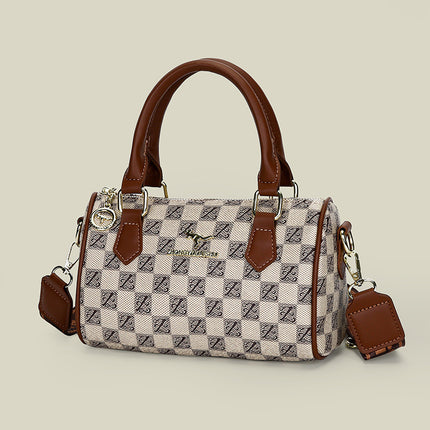 Cross-Border Women's Bag 2025 New Retro Printed Boston Handbag Trendyy Bag Versatile Shoulder Pillow Bag