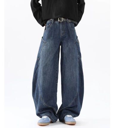 Men's Wide-Leg Jeans, Loose Straight New American High Street Style, Thin Cargo Pants, One-Piece Drop Shipping