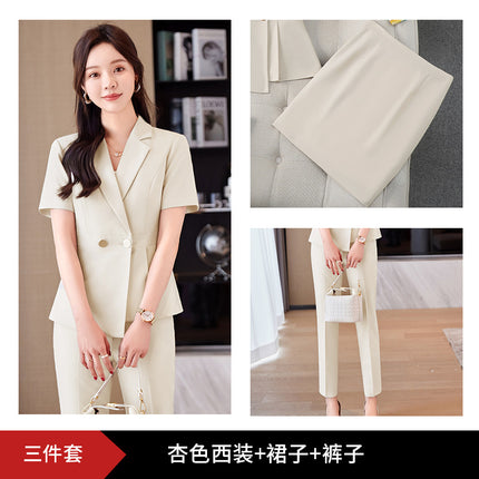 Business wear suit women's summer thin summer elegant goddess fan Gao end hotel front desk workwear suit overalls