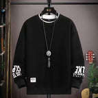 Round neck sweatshirt solid black / (s size) weight 70-85