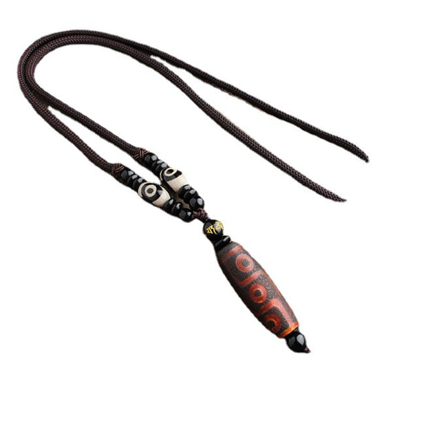 Natural Xizang Qibao Laojiu Eye Agate Tianzhu Wool Chain Chalcedony Necklace Pendant Live Supply Rope suit