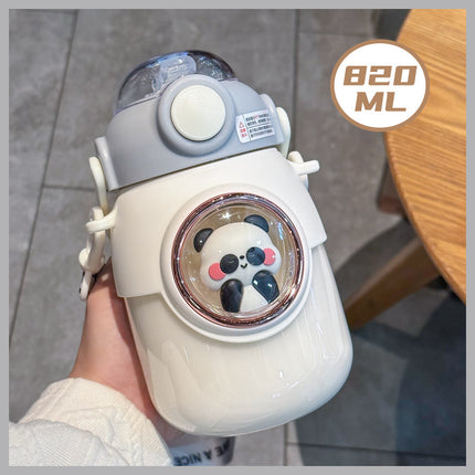 Cute Children's Plastic Cup Large Capacity Straw Water Cup High Color Value Women's Big Belly Water Cup Special Cup for Students