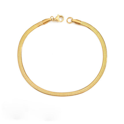 Cross-border European and American Stainless Steel Snake Bone Chain Bracelet for Men and Women Simple Gold Flat Snake Chain Bracelet Bracelet Wholesale