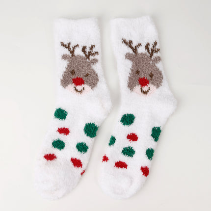 Winter New Christmas Socks Women's Cartoon European and American Winter Christmas Socks Coral Fleece Floor Socks Sleep Socks