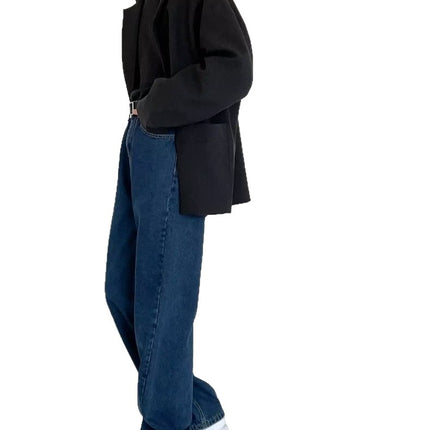 Men's Jeans 2025 New Spring and Autumn Loose Straight Wide-Leg Pants Korean Style Trendy Casual Floor-Length Trousers
