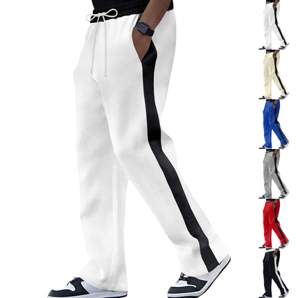 Cross-Border Amazon American New Products for Spring and Autumn Heavy Men's Terry Loose Color Matching Casual Sports Pants