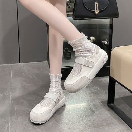 Thick-Soled Velcro Flats for Women 2025 Summer New Fashion Versatile and Comfortable Color Matching Casual Mary Jane Loafers