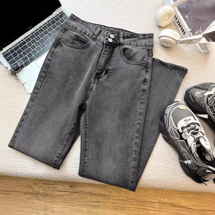 Micro Flare Jeans Women's High Waist 2024 New Spring and Autumn Tight Slimming Stretch Straight Loose Trendy Mop Pants