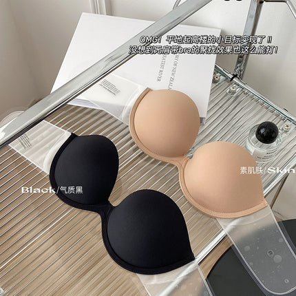 Cross-border Strapless Backless Invisible Silicone Underwear Women's Beautiful Back Seamless Non-slip Push-up Bra Wedding Dress Chest Sticker