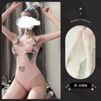 Pink dead water + white fishnet stockings / One Size