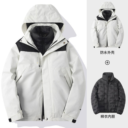 Workwear Custom Logo Winter Three-In-One Jacket for Men and Women, Removable Windproof and Waterproof Jacket with Cotton Lining