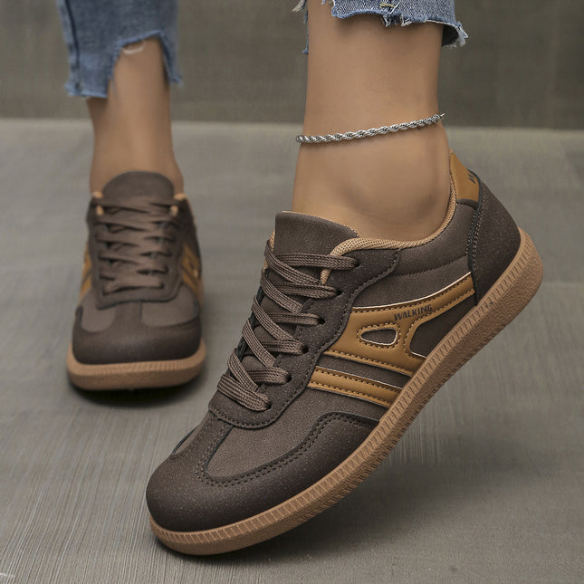 Foreign Trade sneaker Women's 2024 New Soft Bottom Breathable Single-layer Shoes Women's Flat Bottom Round Head Color-matching Shallow Mouth Shoes for Women