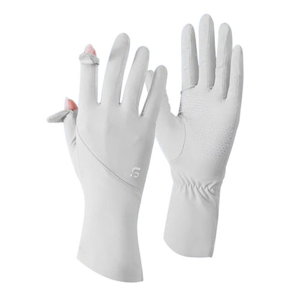 Summer Sun Protection Gloves Women's Outdoor Riding Driving UV Protection Ice Silk Gloves Touch Screen Internet Popular Gloves