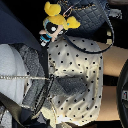 Miu Series Triacetate Polka Dot Skirt Korean Style Satin Polka Dot Elastic Waist Bias-Cut A-Line Skirt Women's Fishtail Skirt