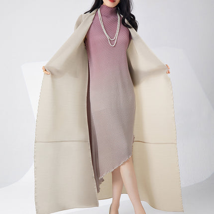 Miyake Fashion Women's High-End Unique Dress Set, Fashionable Gradient Dress, Elegant Two-Piece Set