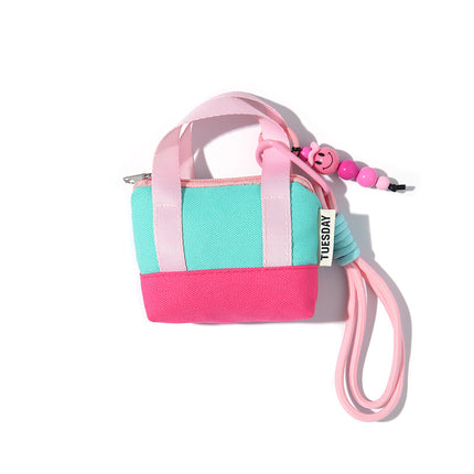 Dopamine Pink Mini Handbag Headphone Bag Storage Box Data Cable Protective Cover Organizer Bag Coin Card Holder Trendy