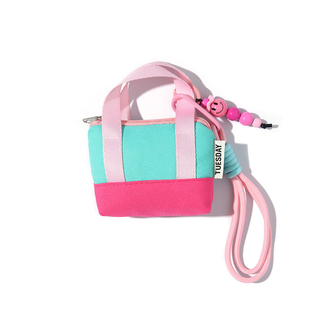 Dopamine Pink Mini Handbag Headphone Bag Storage Box Data Cable Protective Cover Organizer Bag Coin Card Holder Trendy