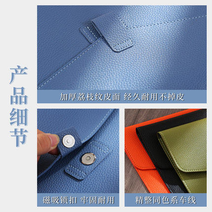 Cross-Border A4 Pebbled Leather Document Bag Business Office Large-Capacity Stationery Bag Contract Information Storage File Bag