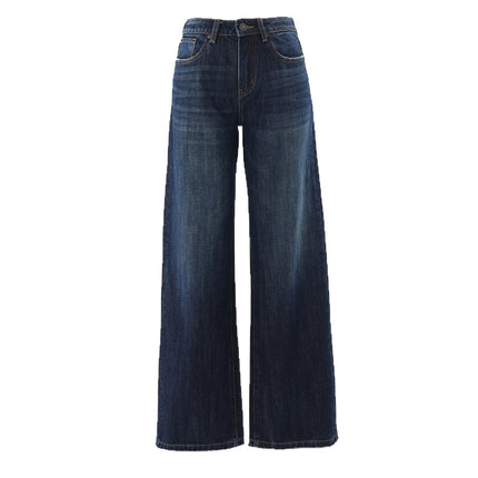Raccoon Dark Blue Wide-Leg Jeans for Women Autumn and Winter 2025 New Straight-Leg Loose Draped Cat Pattern Tall Pants