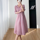 Light purple half-open collar mid-sleeve / All yards