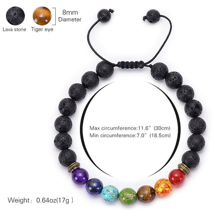 Amazon Hot Sale Natural Agate Frosted Volcanic Stone Bracelet Colorful Natural Stone Yoga Woven Bracelet Wholesale