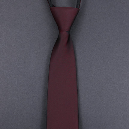Burgundy Groom Wedding Burgundy Groomsman Formal Business Zipper Knot-Free Men's Tie Wedding