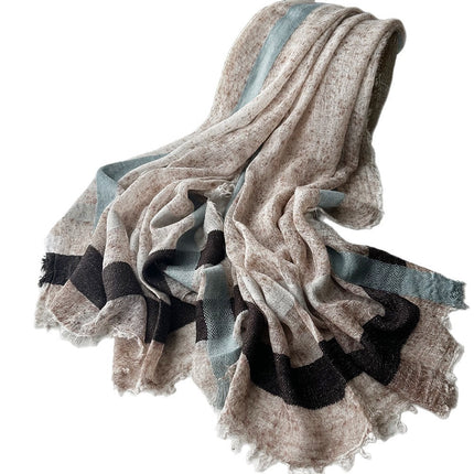 New Wool Scarf for Women, European and American Style, Fresh and Long, Short Fringe Scarf, Plain Border Long Scarf, Spray-Dyed Shawl for Women